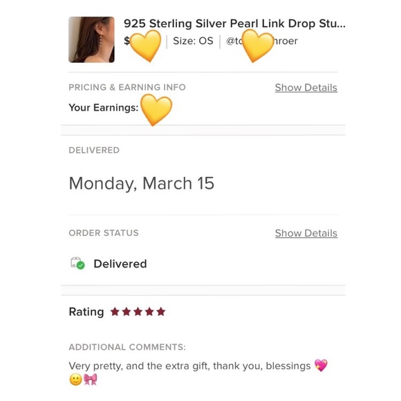 925 Sterling Silver Pearl Link Drop Stud Earrings - Picture 6 of 7